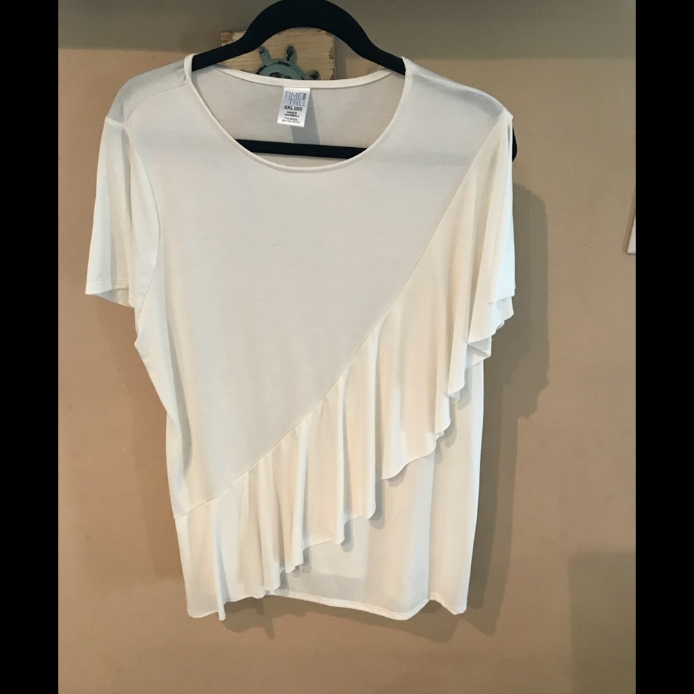 Nice Ecru Ruffle Poly Tee